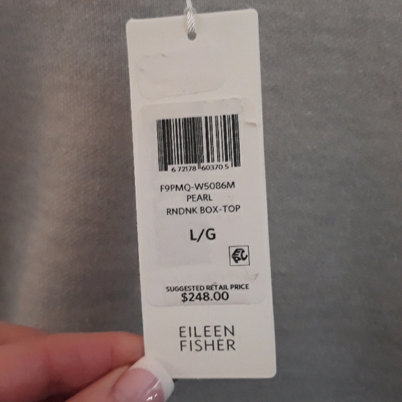 Eileen Fisher ORGANIC Cotton Silk Reversible Gray Striped Top Sweatshirt L $248 - Picture 9 of 10